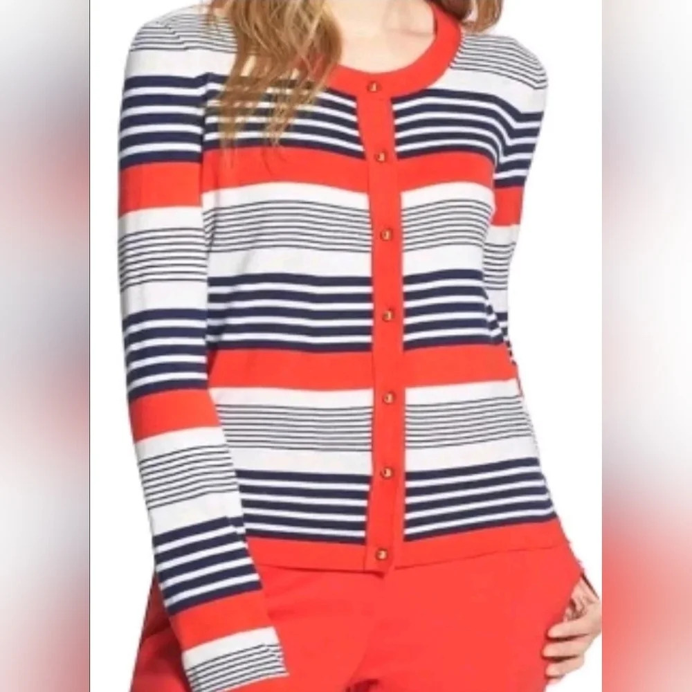 kate spade Orange/Red and Blue Striped Cardigan